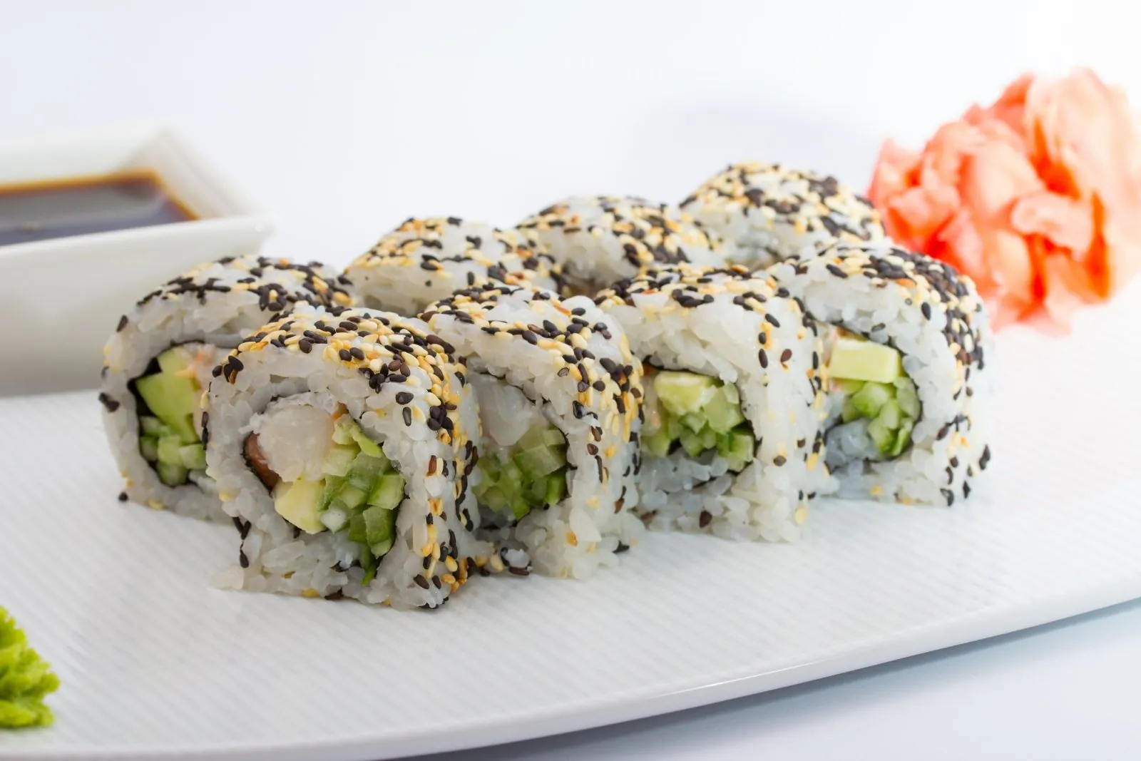 Sesame-topped California roll at Mayaki Sushi & Izakaya, a Japanese Restaurant in Davenport
